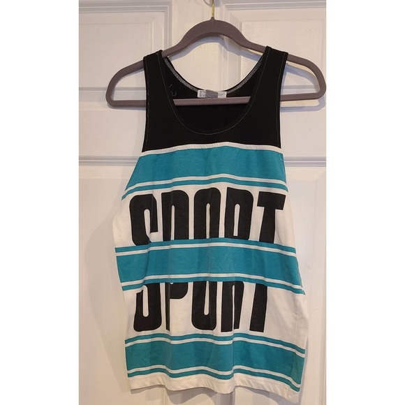 Vintage 80s Sport Tank top muscle shirt size L 1980s Dunlop Single stitch beach - Picture 1 of 6